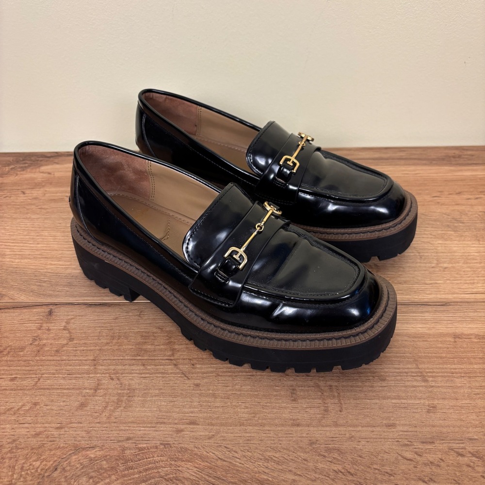 SAM EDELMAN Laurs Platform Lug Sole Loafer Black‎ Women Size 7.5 Casual Office